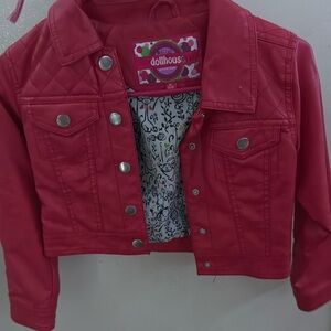 Dollhouse Pink Cropped Jean Jacket with Corduroy Texture